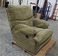 Olive color overstuffed recliner chair