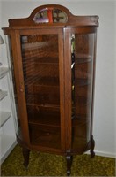 ANTIQUE SOLID OAK CURVED GLASS CHINA CABINET