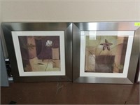 TWO FRAMED PRINTS WITH METAL FRAMES
