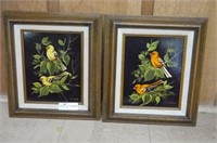 2 Paintings on Panel of Songbirds by