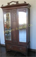 Antique Wardrobe w/ 2 Beveled Glass Doors