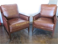 Hooker Furniture Leather/Wood Chairs 2pc lot