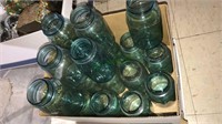 Box of 17 blue fruit jars, (1066)