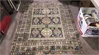Antique handwoven rug, 60 x 48, has wear around