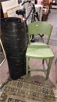 Padded rubber standing mat, nice painted chair,