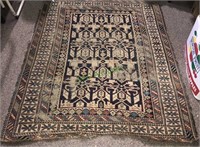 Antique hand woven tribal rug, 55 x 45, shows a