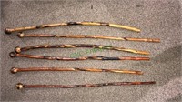 Six wooden canes with ball handles, 35 inches