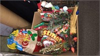 Box lot of vintage Christmas decorations (525)