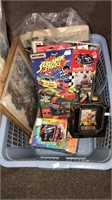 Basket with NASCAR collectibles including diecast