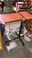 Side table on wheels with adjustable height, also