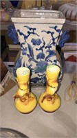 12 inch Chinese style vase, pair of vintage