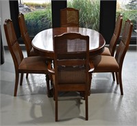 Mahogany Dining Table & 6 Cane Back Chairs