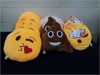 10 assorted emoji pillows.  3 are