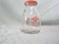 Hertzler's Dairy Half Pint Milk Bottle w/ Org Cap