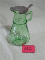 Vintage Green Depression Syrup Jar