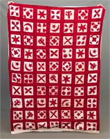 C. 1890's Red & White Quilt
