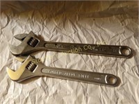 2 Large adjustable wrenches - 10" & 12"