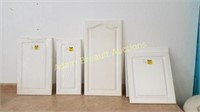 5 WHITE WOODEN CABINET DOORS