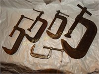Heavy metal C clamps - largest 4 1/2"