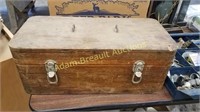 ANTIQUE WOODEN TACKLE BOX W/ TACKLE