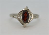 Sterliing Silver Garnet Marquise Cut Ring