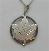 Sterling Silver & Costume Maple Leaf Necklace