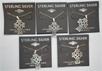 5 pcs. Sterling Silver Celtic Cross Necklaces