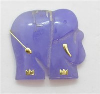 14k Gold Accented Purple Jade Elephant