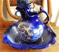 Beautiful Staffordshire Flo Blue washbowl and