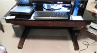 Contemporary smoke glass top computer desk with
