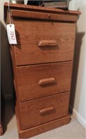 Contemporary Oak three drawer file cabinet with