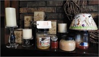 Qty of Yankee candles, candle holders, housewares