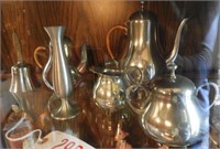 Danish Pewter tea set and pewter bell