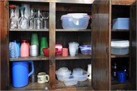 (3) cabinet section of glassware, stemware,