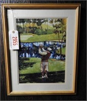 Framed print of vintage golfer (18” x 20”)