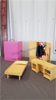 Bedroom set and Barbie wardrobe box