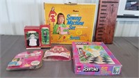 Barbie items and Hasbro sewing machine