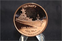 .999 1oz Copper "Big Mo" U.S. Navy