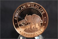 .999 1oz Copper African Elephant Coin