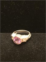 Silver Ring With Amethyst Sz.  5.75