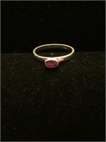 .925 Silver Ring with Ruby Color Stone Sz 7