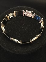 .925 7.5" Silver & Onyx Bracelet