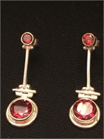 .925 Silver & Garnet Ear Rings