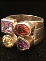 .925 Silver Ring with 4 Stones Sz 51/2