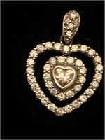 .925 Heart Pendant loose heart & pink stone