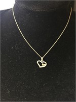 .925 Silver Heart with Gold Heart inside & Chain