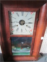 Antique Ogee New Haven Wall Clock w/Greenwood