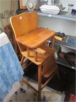 Vtg. Wooden High Chair