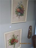 2 Vtg. Framed Floral Prints