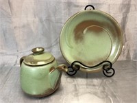 Frankoma Teapot and Dinner Plate